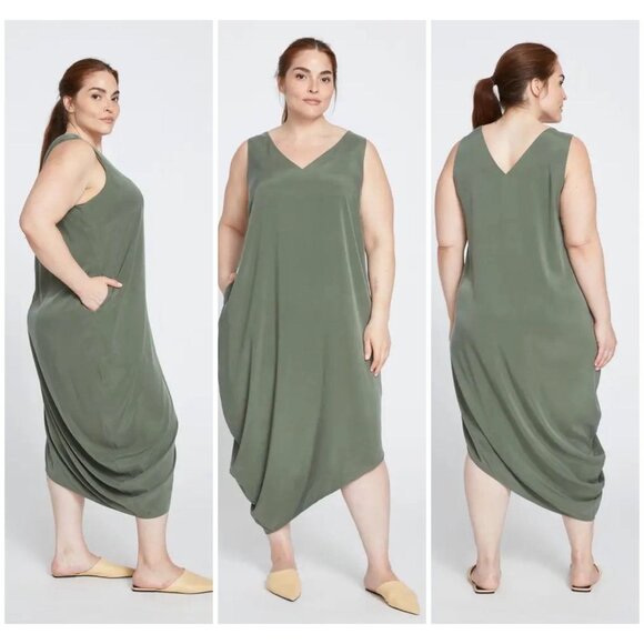 NWT Iconic Cooling Cupro Geneva V Tank Dress Black Small (14-16) $188 - Picture 4 of 12